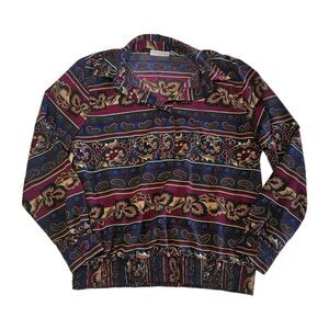 Alfred Dunner Women Blouse Size 10 Paisley 1/2 Button Down Whismygoth Retro 90s